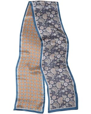 MayTree Schal Seidenschal Beidseitig, Paisley, 16 X 145 Cm - Blau