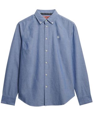 Superdry & Co Oxford Hemd mit Button-Down-Kragen in schmaler Passform Azurblau Chambray Oxford 38