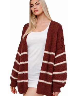 Worldclassca Strickjacke Strick Jacke Mit Streifen - Rot
