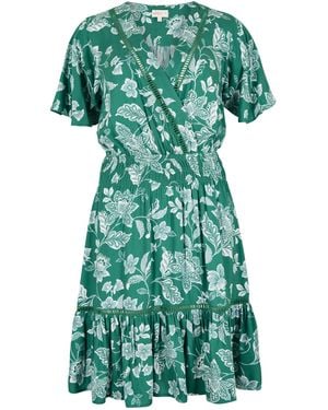 Apricot Sarasa Floral Wrap Mini Dress - Grün