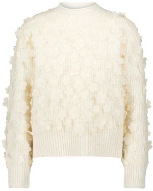 Zero Pullover Mit 3 D Blüten - Weiß
