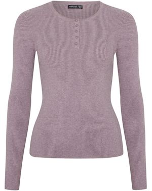 antargo Pullover Basic Longsleeve With Buttons - Lila