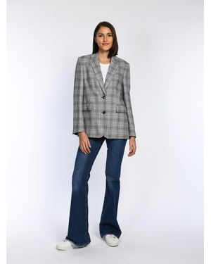 White Label by RoFa Blazer Boyfriend-Blazer Im Angesagten Karodessin - Blau