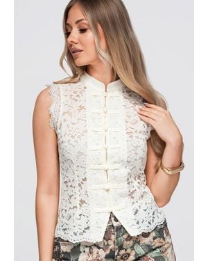 Ombre Bluse Ow-Ts-E0059 - Weiß