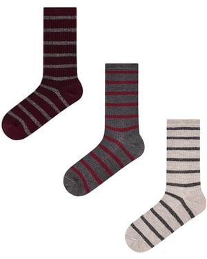 Penti Socken Parlak Line Gestreifte Glitzersocken, 2Er-Pack - Weiß