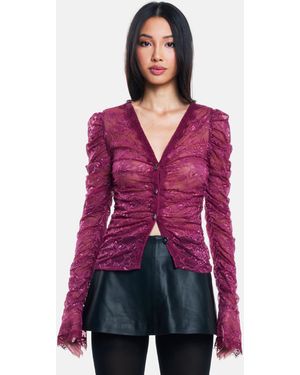 OW Collection Strickjacke Audrey - Lila