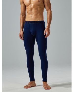 SEOBEAN Lange Unterhose Classic Solid Long John Home Long Pant - Blau