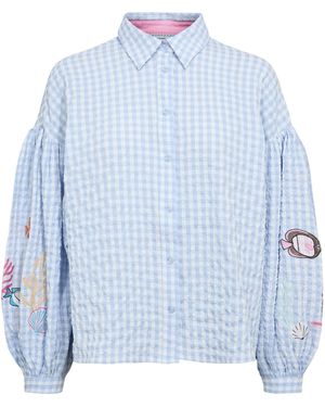 Numph Langarmbluse Nusurfer Shirt - Blau