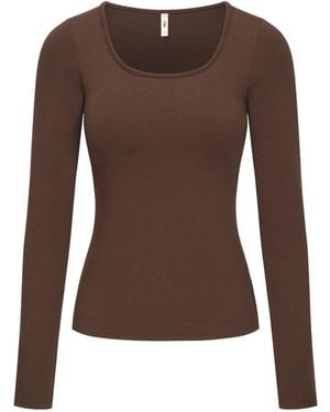 cfab Top Cotton Long Sleeve Mit Integriertem Wireless Bra - Braun