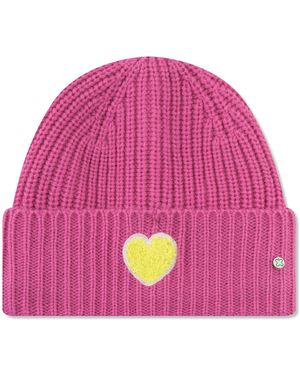 Codello Mütze Rippstrick Herz-Stickerei - Pink
