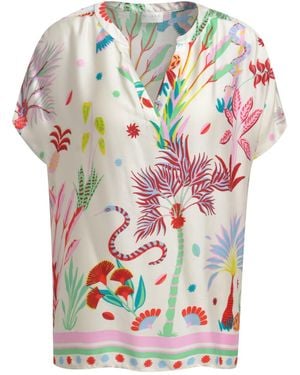 Milano Italy Ärmelloses Blusen-Top Mit All Over Print - Weiß