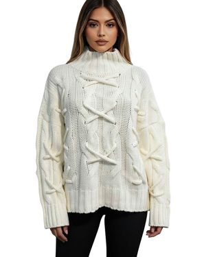 Worldclassca Strickjacke Strick Pullover Mit Stehkragen - Weiß