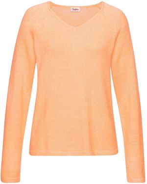 Buffalo V-Ausschnitt-Pullover mit modischer Melange-Optik, weicher Strickpullover, elastisch - Orange