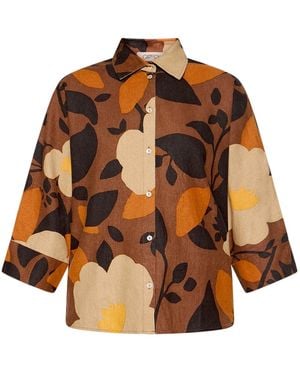 Cartoon Oversize-Bluse Mit Muster - Braun