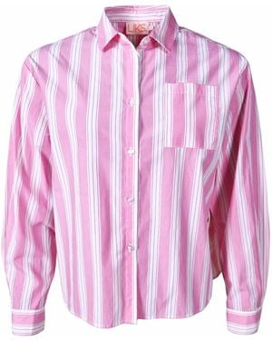 LIKS. Munich Bluse Streifenbluse Mit Sonnen Stickerei - Pink