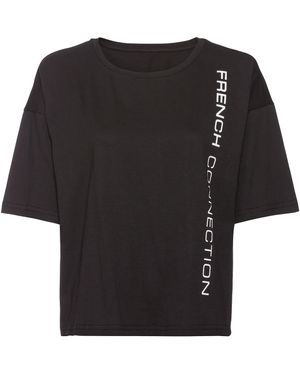 French Connection T-Shirt mit weiten Ärmeln und Logodruck - Schwarz