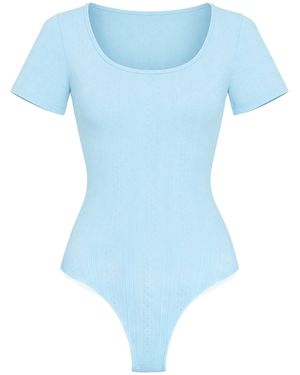cfab Shapingbody T-Shirt Bodysuit Sculpting Shapewear With String - Blau