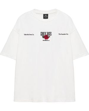 Pull&Bear T-Shirt Guns N Roses World Tour Rel - Weiß