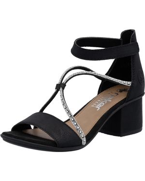 Rieker Sandalette Sommerschuh, Sandale, Blockabsatz, mit praktischem Klettverschluss - Schwarz
