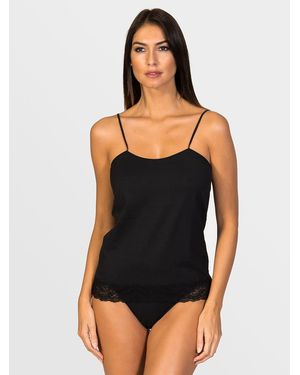 Zd - Zero Defects Unterhemd Afrodita Cuff Lace Spaghetti Top Soy Fiber - Schwarz