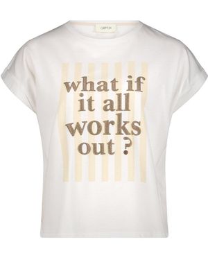 Cartoon Printshirt Mit Ärmelaufschlag - Weiß