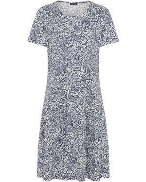 Olsen Jerseykleid Mit Paisleymuster Und Volant - Grau