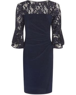 Adrianna Papell Cocktail Kleid Bell Sleeve Jersey Drape Dress - Blau
