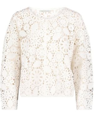 BETTY&CO Lochstrick-Pullover Mit U-Boot-Ausschnitt - Weiß