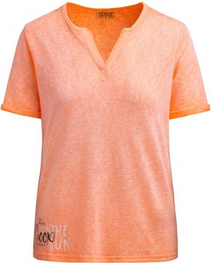 SOCCX T-Shirt Mit Leinen-Optik Und Rückenprint - Orange