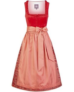 Spieth & Wensky Dirndl Gloria Mit Samt Oberteil - Rot