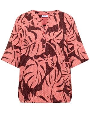 Cecil Kurzarm Bluse Mit Split Neck - Rot