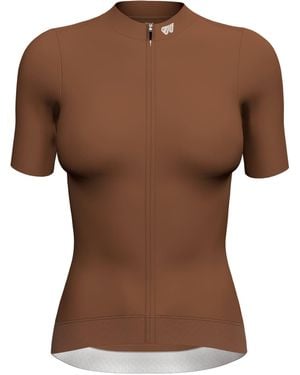 WULIBIKE Trikot Damen Radtrikot Atmungsaktiv Mesh-Einsatz Nahtlos Figurbetont - Braun