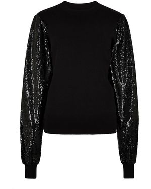 Apricot Sequin Arm Ribbed Knit Jumper - Schwarz