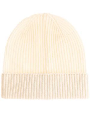 Zwillingsherz Strickmütze Umschlagsmütze Rippe - Natur