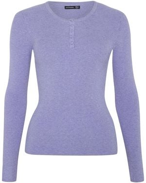 antargo Pullover Basic Longsleeve With Buttons - Lila