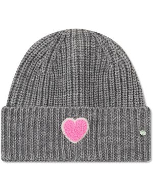Codello Mütze Rippstrick Herz-Stickerei - Grau