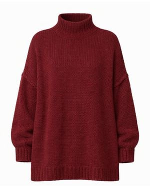 Worldclassca Oversizepullover Strickpullover Oversized Mit Stehkragen - Rot
