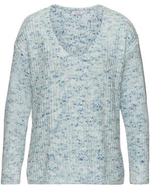Buffalo V-Ausschnitt-Pullover aus weichem Chenille, Strickpullover, kuschelig weich, Pastell - Blau
