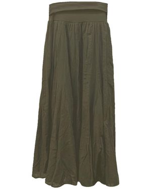 Apricot Jersey Waistband Cotton Midaxi Skirt - Grün
