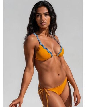 pan y mar Bikini Triangle Crochet Bikini Set - Orange