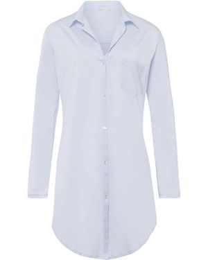 Hanro Langarm Nachthemd Cotton Deluxe 90Cm - Blau