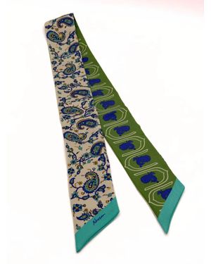 AFROZAN Schal Boteh Motif Silk Twilly & Harmony - Grün