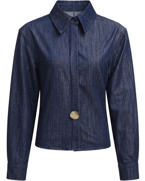 TorWeit Bluse Metallic-Button Fitted Shirt - Blau