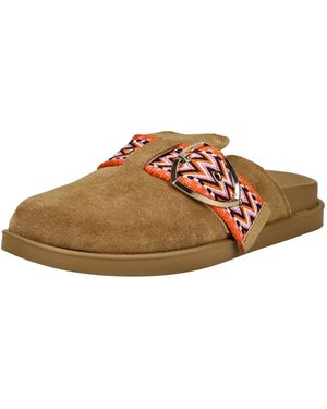 Blauer Pantolette - Braun