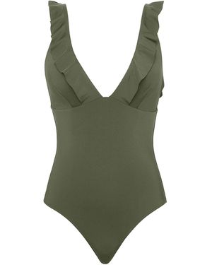 Sea Level Badeanzug Frill Essentials - Grün
