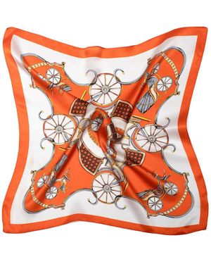 MayTree Schal Seidentuch Quadratisch Märchenkutsche 53X53 - Orange