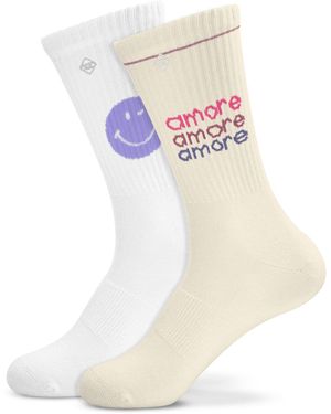 J.Clay Tennissocken Set Smile, Amore Doppelpack Made - Weiß
