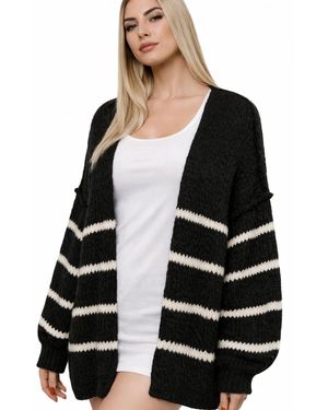 Worldclassca Strickjacke Strick Jacke Mit Streifen - Schwarz