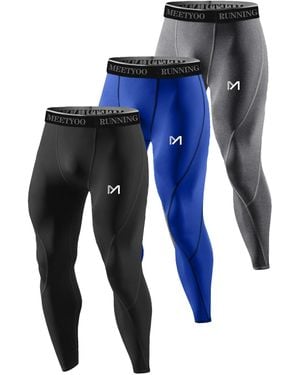 MEETWEE Sportunterhose 3-Pack Workout Compression Pants - Blau