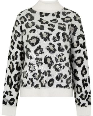 Apricot Sequin Leopard Print Jumper - Schwarz